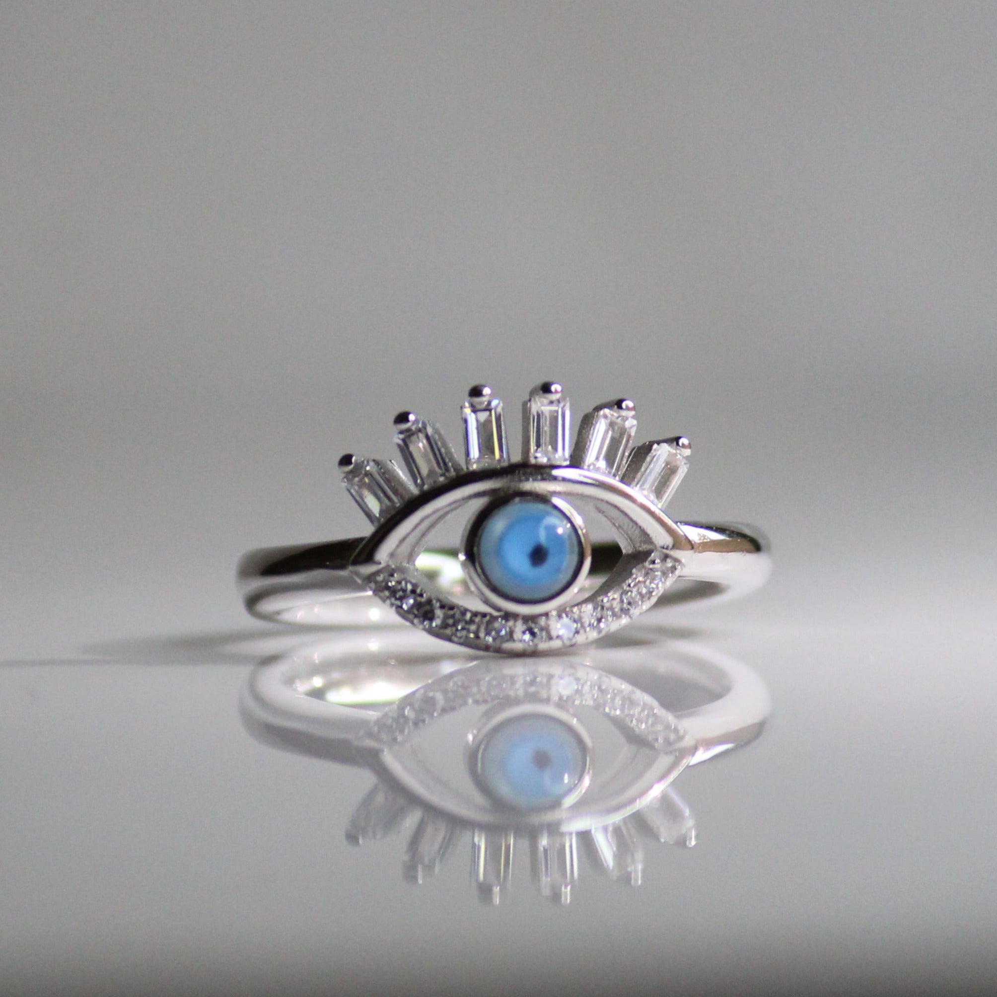 Sterling Silver Blue Cz Evil eye Ring – SilverCloseOut